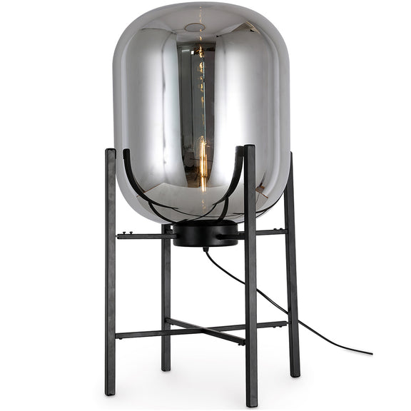 Glass floor lamp in modern design; metal and glass - Grau - 75cm - gallery 1