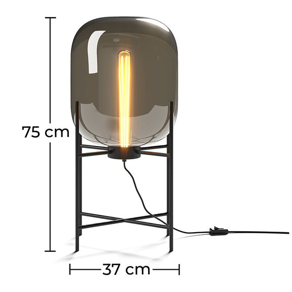 Glass floor lamp in modern design; metal and glass - Grau - 75cm - gallery 7