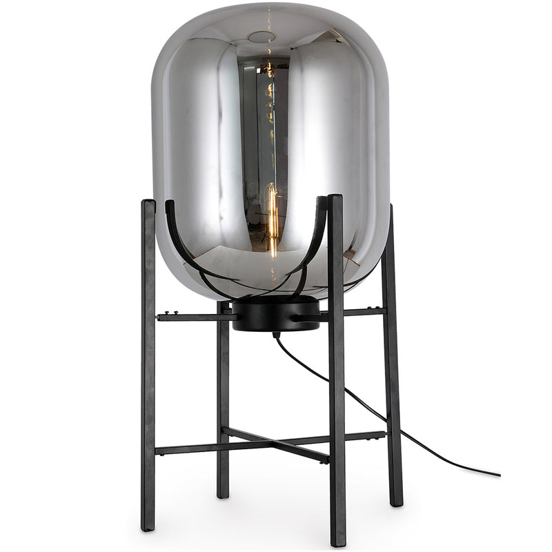 Lámpara de pie de vidrio con diseño moderno; metal y vidrio - Gris - 75cm