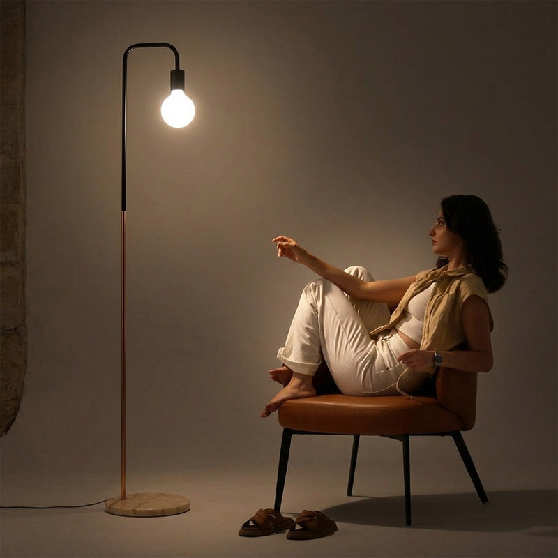 Carlo Floor Lamp Metal And Marble Tall 160cm Perfect For Living Room And Office Corner