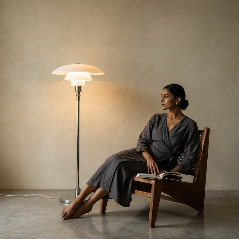 Liam vloerlamp - staal en glas
