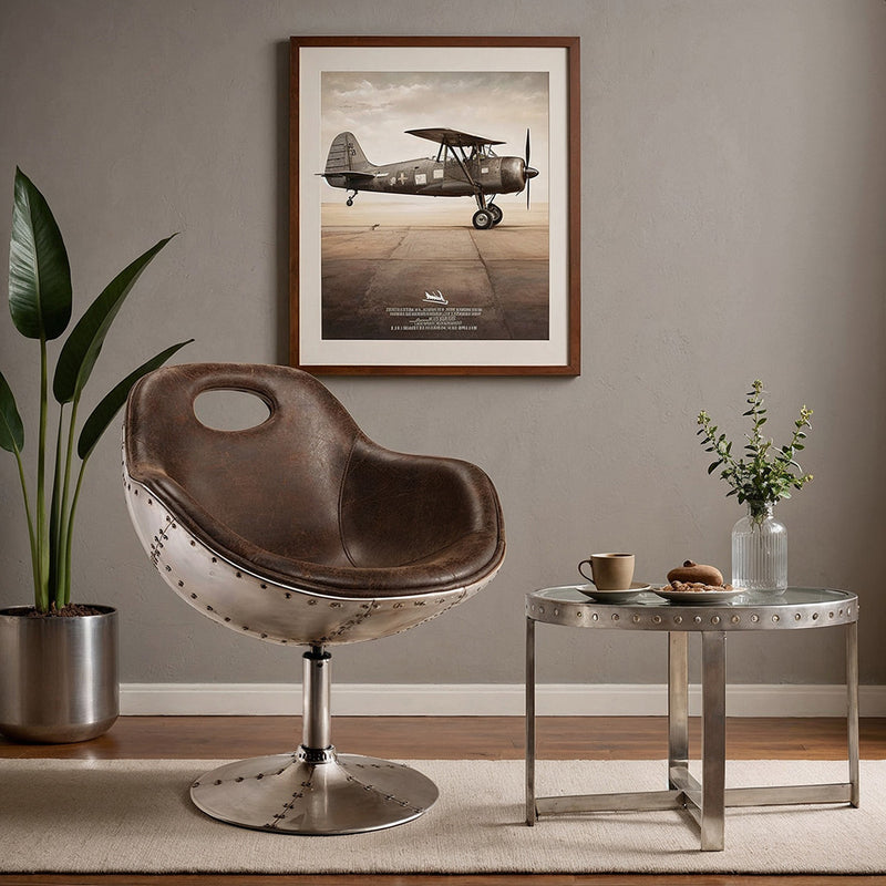 Aviator Design Swivel Armchair - Upholstered in PU - gallery 2