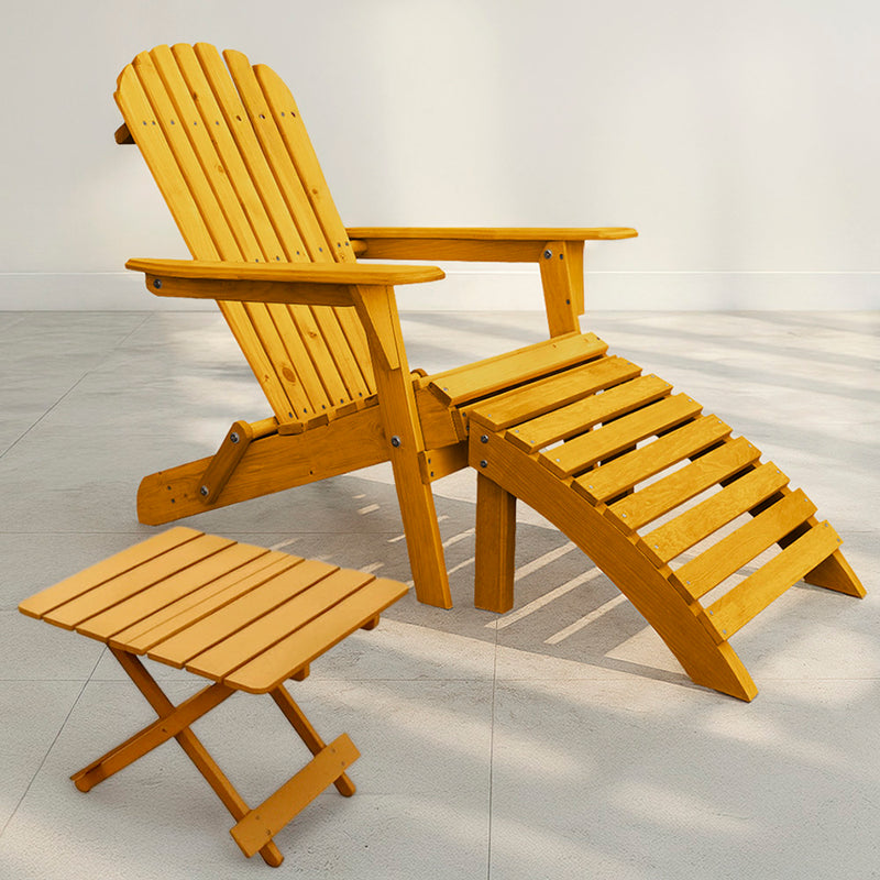 Outdoor Chair with Footstool and Outdoor & Garden Table - Wood - Alana - gallery 2