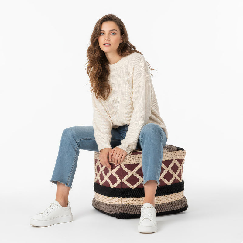 Boho Bali Style Pouffe Seat - Lonbay - gallery 3