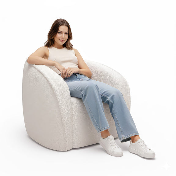 Armchair with Armrests - Upholstered in Boucle Fabric - Seral - gallery 3