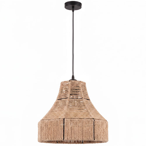 Pendant Light Natural Rope and Metal – Boho Style – Handcrafted Design – Lorena