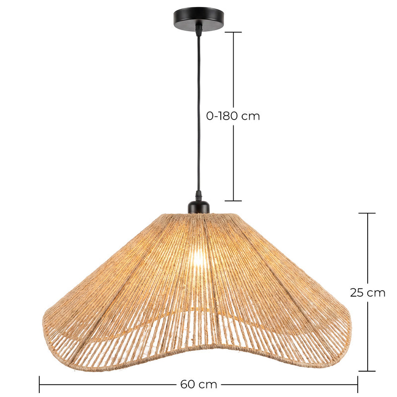Pendant Lamp Boho Style – Handcrafted Natural Rope Lampshade - Lunah