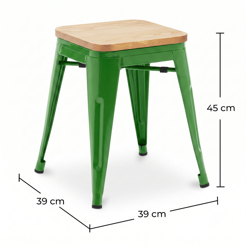 Industrial Design Bar Stool - Wood & Steel - 45cm - New Edition - Stylix
