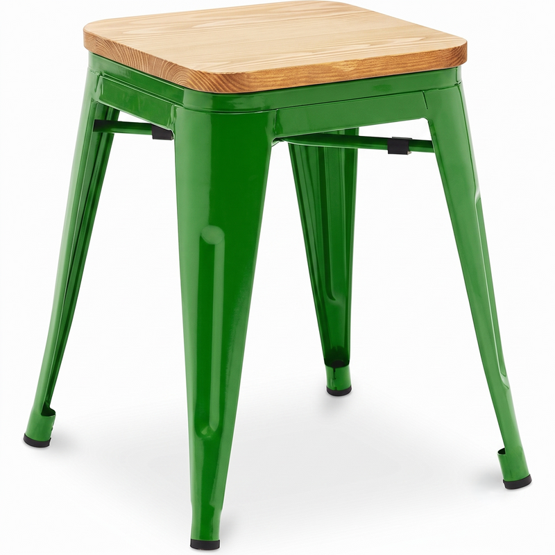 Industrial Design Bar Stool - Wood & Steel - 45cm - New Edition - Stylix
