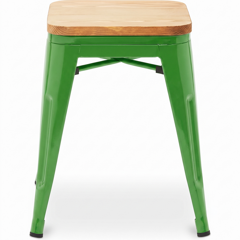 Industrial Design Bar Stool - Wood & Steel - 45cm - New Edition - Stylix