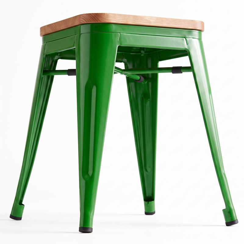Industrial Design Bar Stool - Wood & Steel - 45cm - New Edition - Stylix