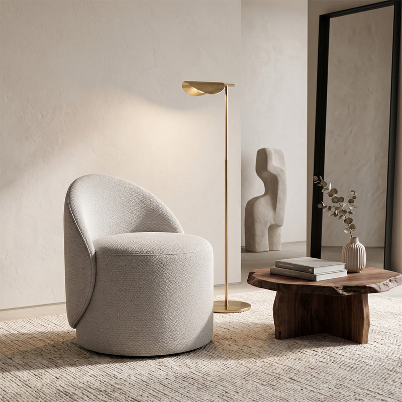Stool Low 65 cm - Chenille Upholstered - Curved Backrest Design - Yaby