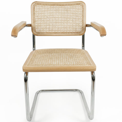 Dining Chair with Armrests - Vintage Design - Wood and Rattan - Bruna - gallery 1