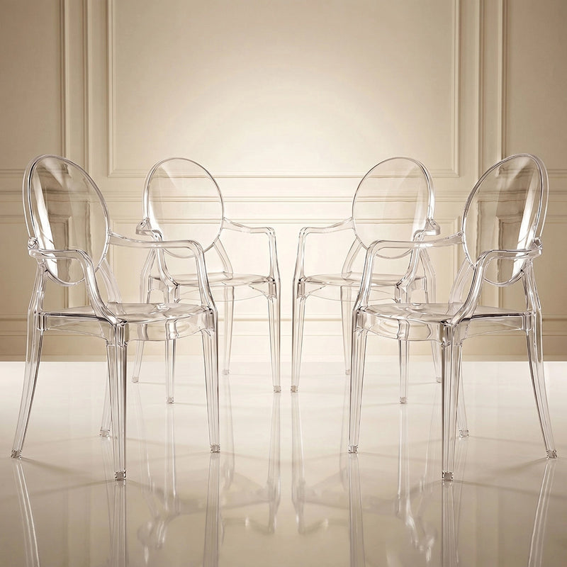 Conjunto de 4 cadeiras de jantar - Transparentes - Design com braços - Arthur