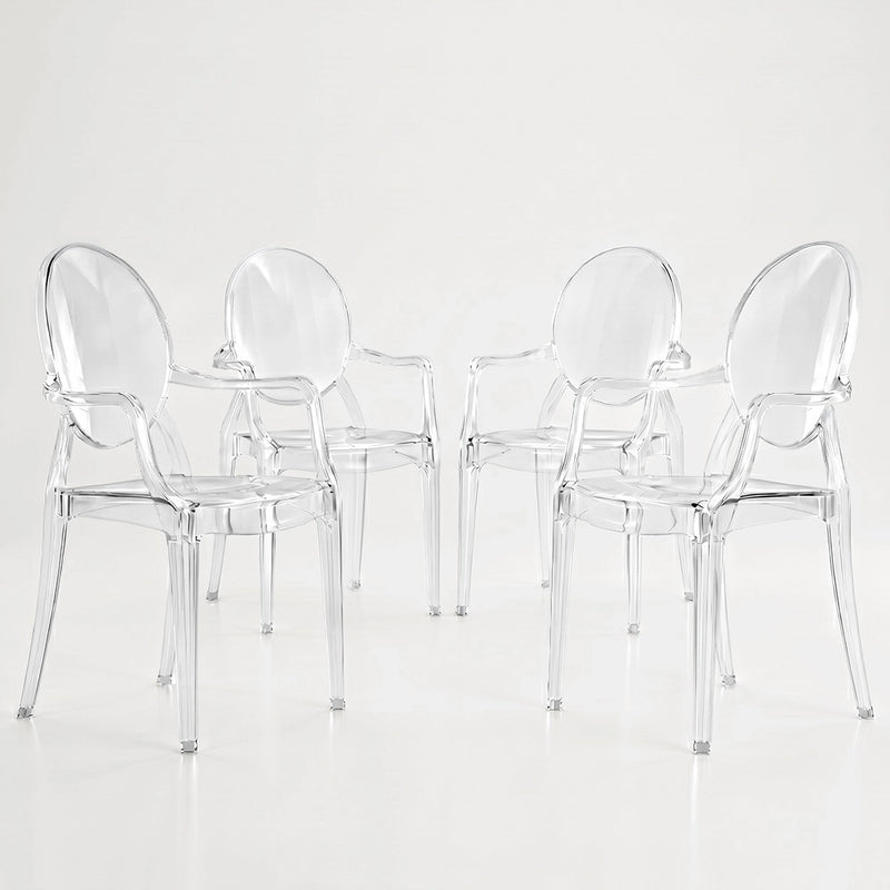 Conjunto de 4 cadeiras de jantar - Transparentes - Design com braços - Arthur