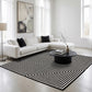 Vierkant wollen vloerkleed – geometrisch zwart-witdesign – 200 x 200 cm – Pymer