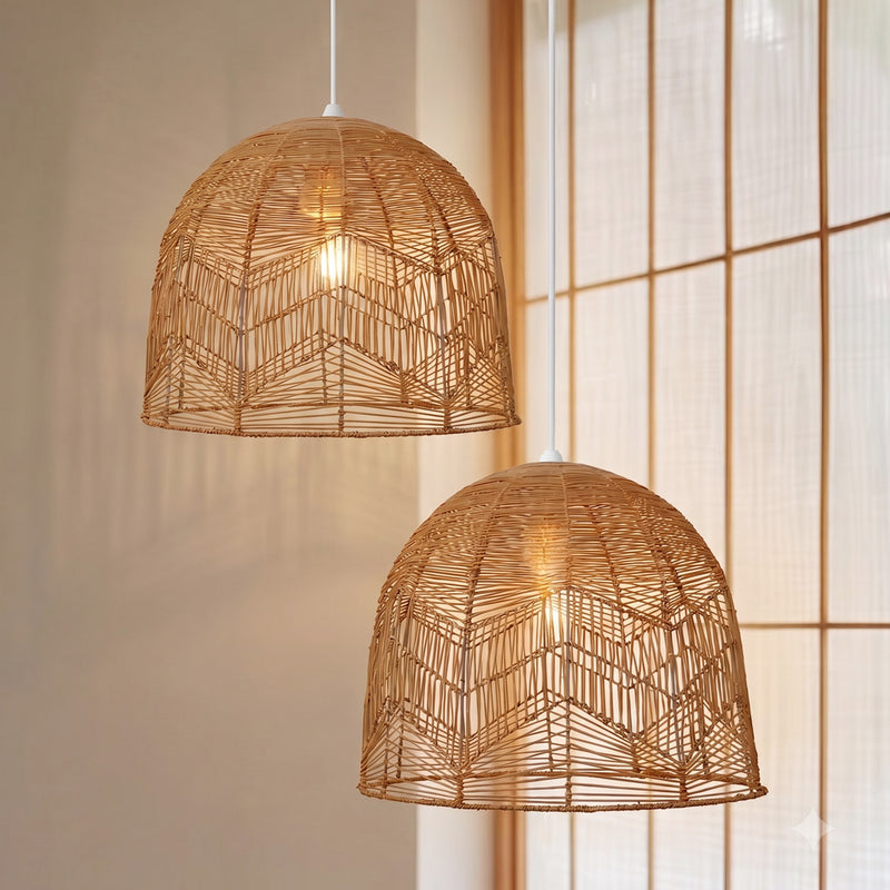 Lampada a sospensione dal design boho balinese in rattan naturale - Bu