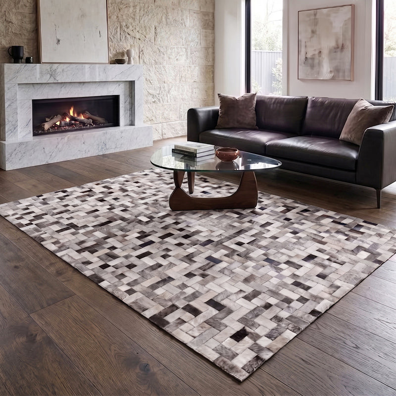 Rechthoekig vloerkleed van veganistisch leer 150 x 200 cm – Hilo