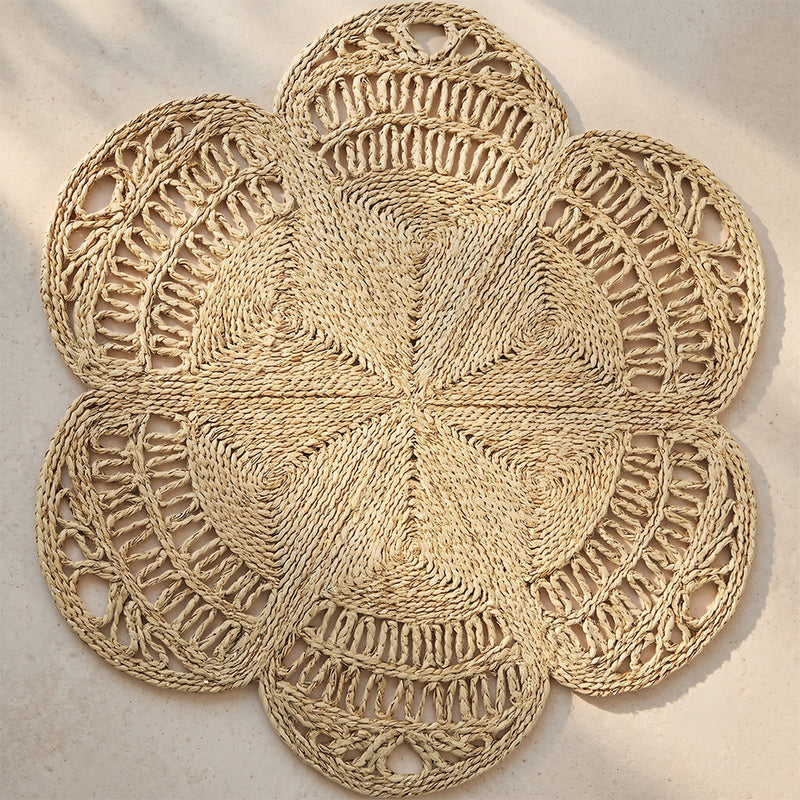 Rundt jutevævet tæppe – Boho Bali – 120 CM – Niluh