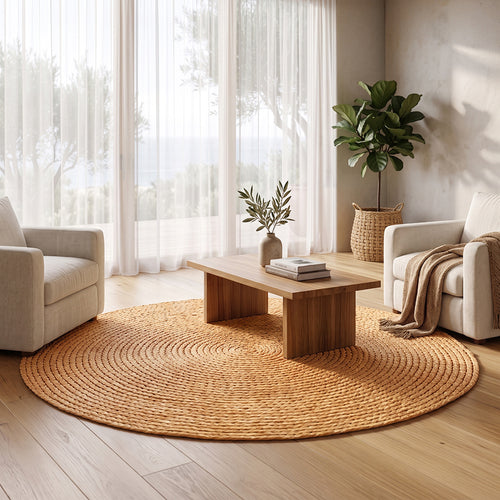 Tapete redondo de juta — Boho Bali — 150 CM — Kavya