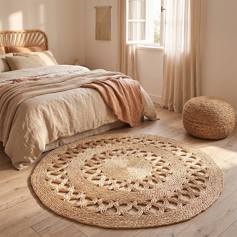 Rundt jutevævet tæppe – Boho Bali – 120 CM – Ilya
