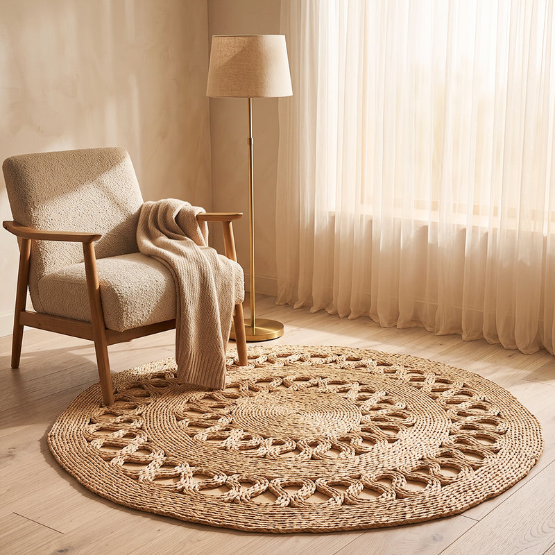Rundt jutevævet tæppe – Boho Bali – 150 CM – Ilya