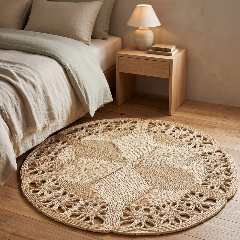 Rundt jutevævet tæppe – Boho Bali – 150 CM – Bilú