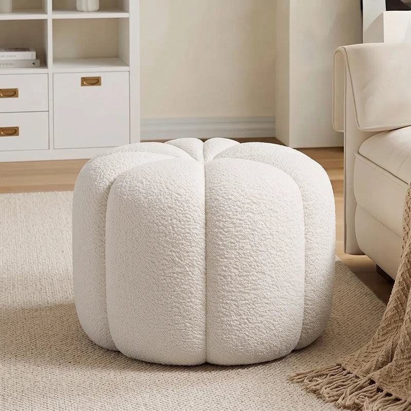 Pouf rotondo in tessuto bouclé - Harley