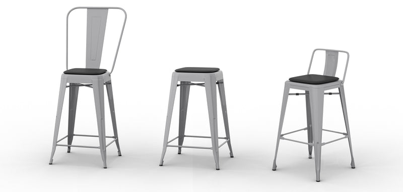 Lot de 4 coussins magnétiques pour tabouret - simili-cuir - Stylix