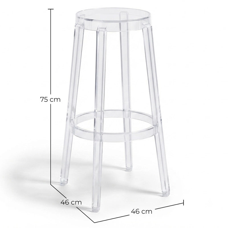Banco de design transparente - 75cm - Arthur