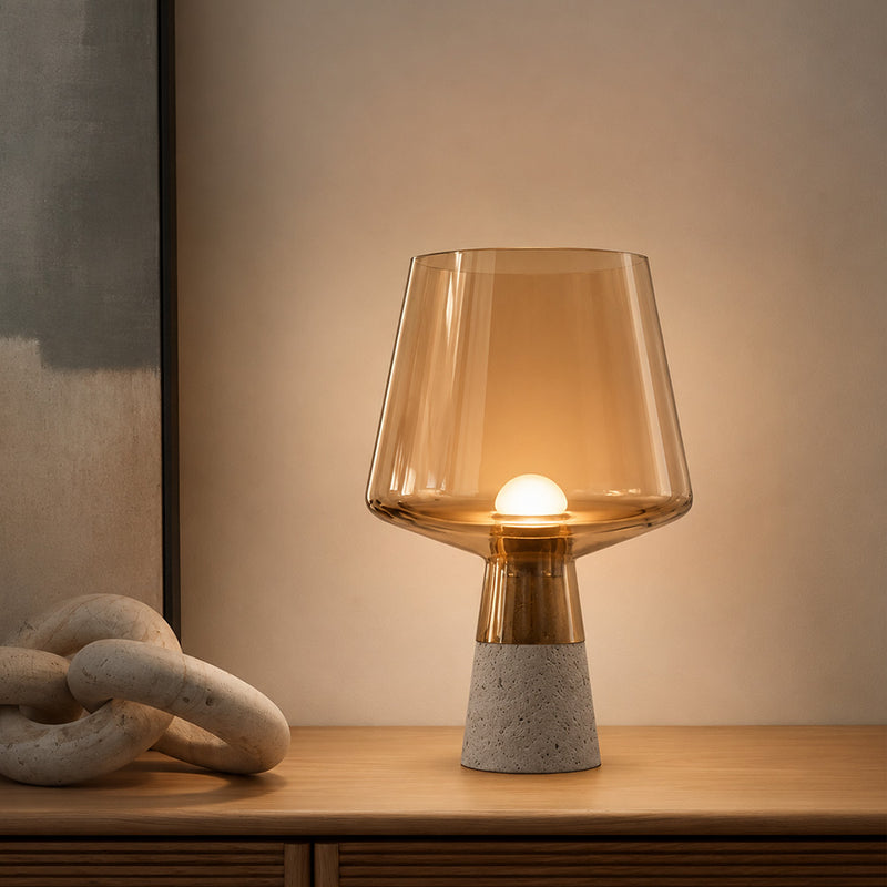 Lampe aus Stein und Rauchglas – Silas