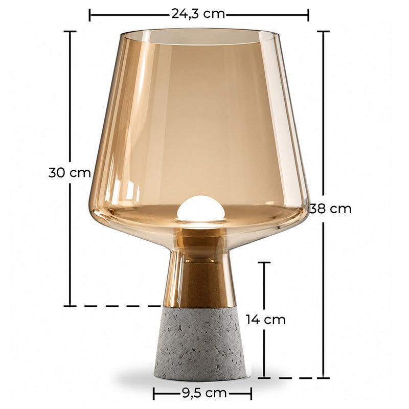 Lampe aus Stein und Rauchglas – Silas