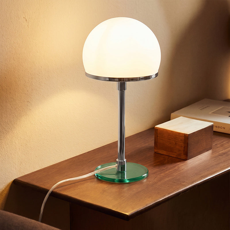 Lampada da scrivania Nauhas - rame cromato/vetro opalino