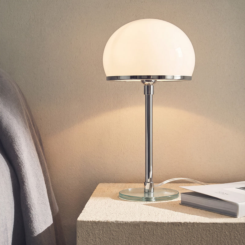 Lampada da scrivania Nauhas - rame cromato/vetro opalino