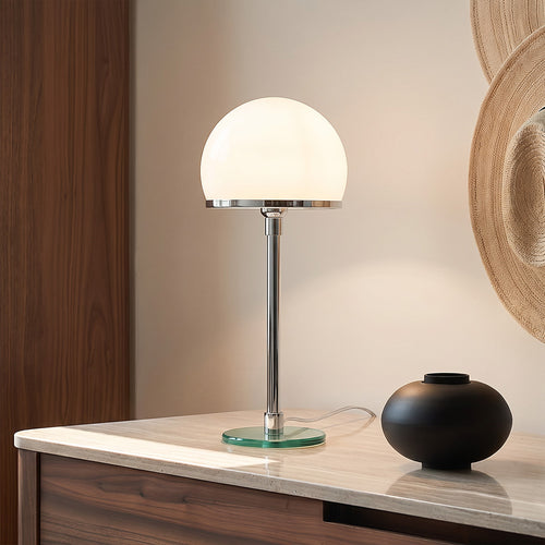 Lampe de bureau Nauhas - Cuivre chromé/verre opale