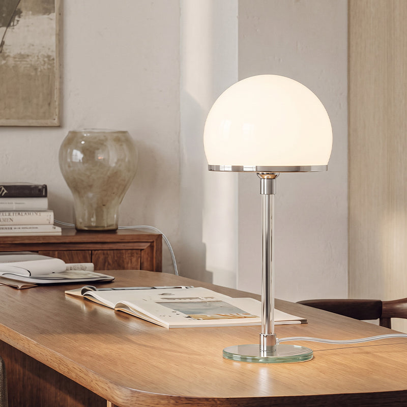Lampada da scrivania Nauhas - rame cromato/vetro opalino