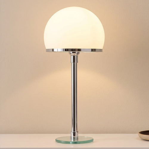 Lampe de bureau Nauhas - Cuivre chromé/verre opale