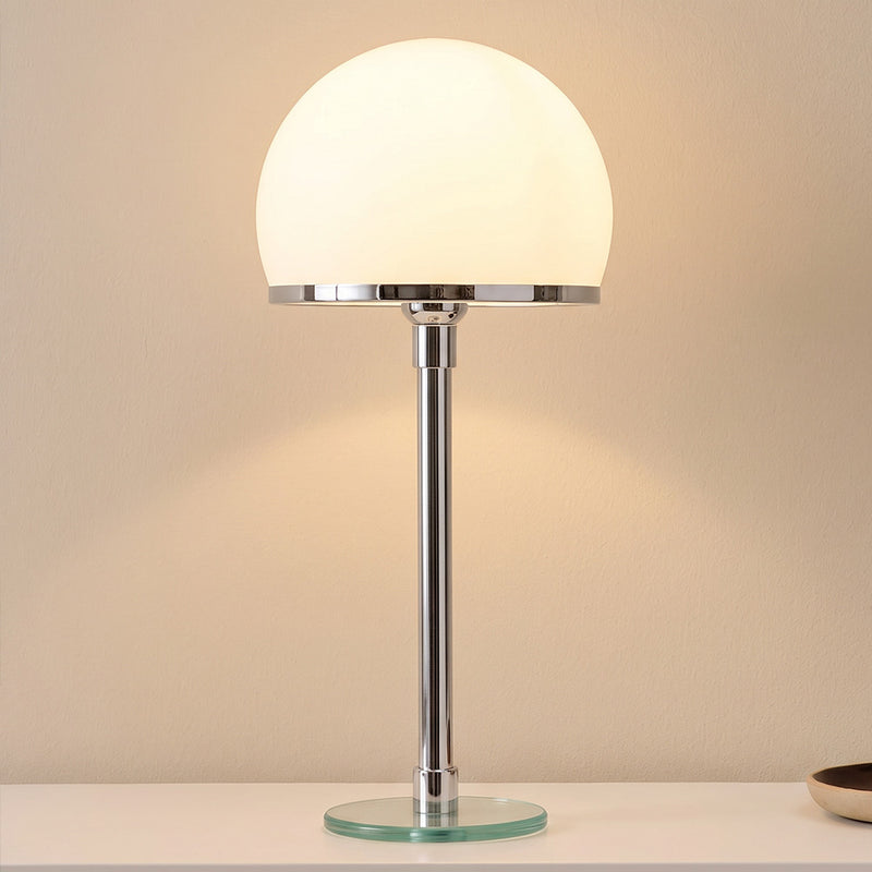 Lampada da scrivania Nauhas - rame cromato/vetro opalino