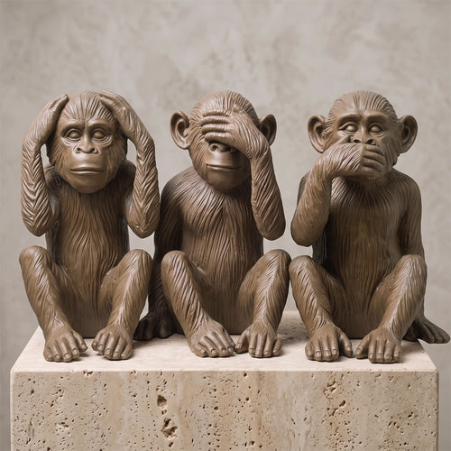 Three Wise Monkeys Resin Sculpture Set Decorative Figures See No Evil Hear No Evil Speak No Evil