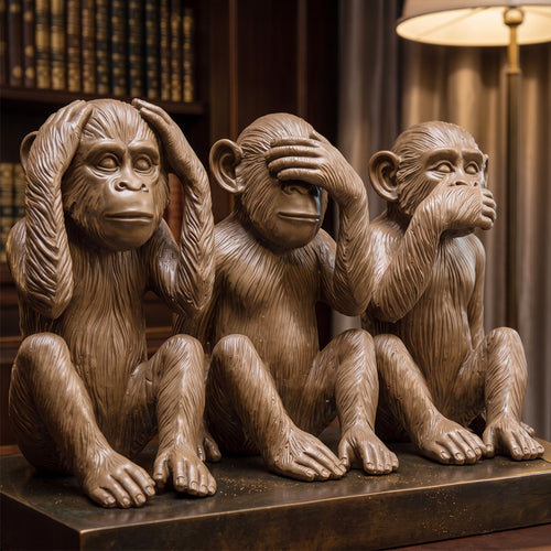 Three Wise Monkeys Resin Sculpture Set Decorative Figures See No Evil Hear No Evil Speak No Evil