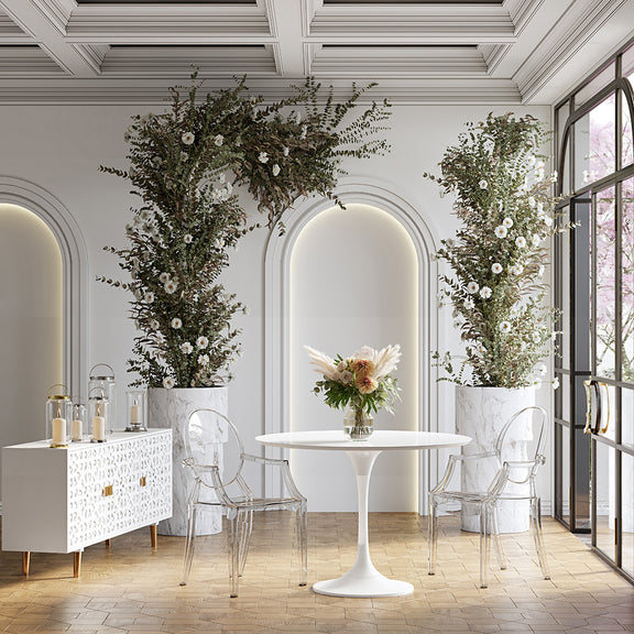 Round dining table 110 cm with MDF tabletop and metal base – Modern and elegant design - gallery 3