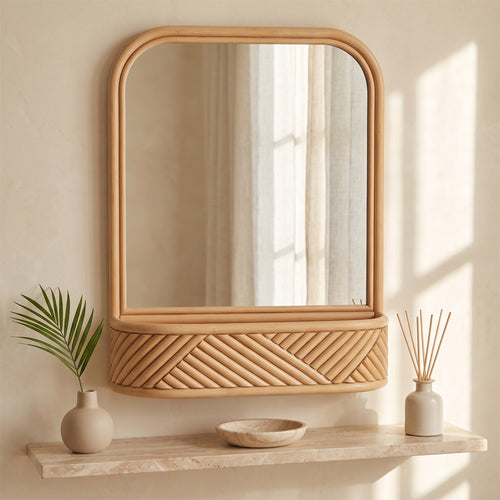 Espejo de Pared con Marco de Ratán - Estilo Boho Bali - Amara