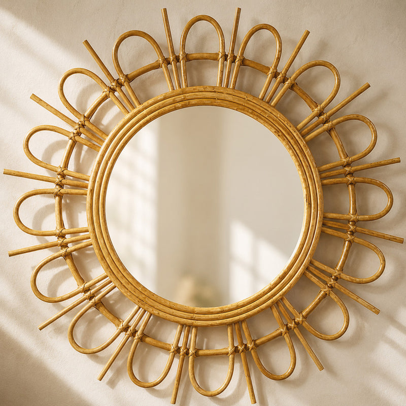 Specchio da parete - Design rotondo Boho Bali (60 cm) - Miu