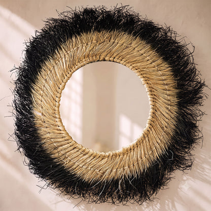 Espejo de pared - diseño redondo bohemio balinés (60 cm) - Bioe