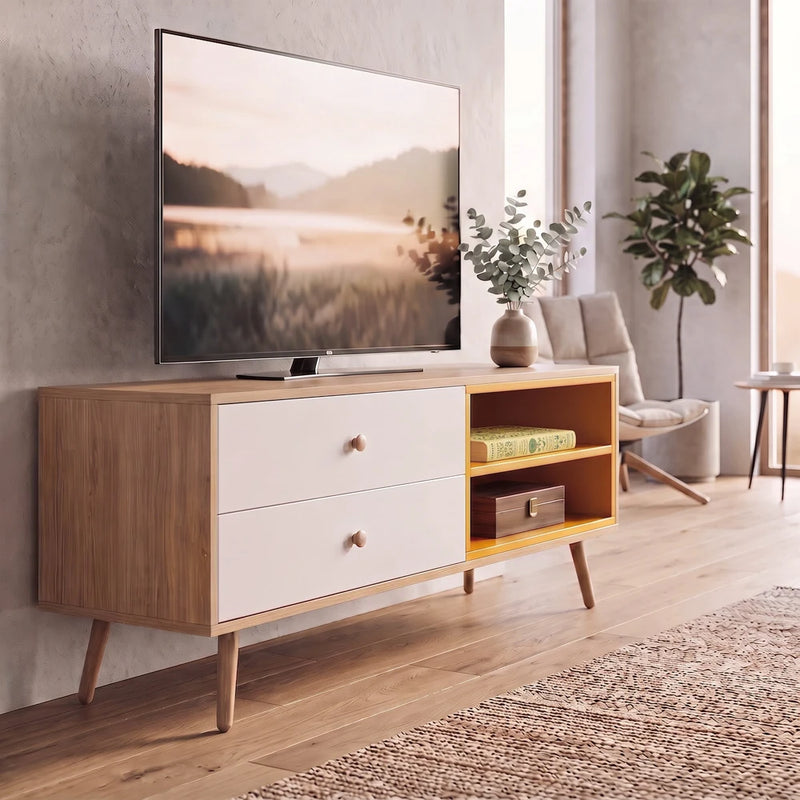 Mueble de TV de madera - Diseño escandinavo - Lenark